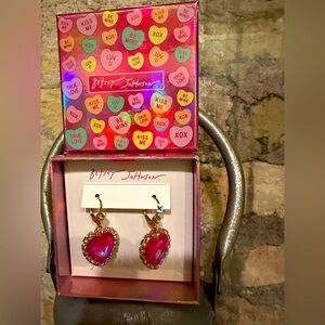 Betsey Johnson Chrystal Heart Drop Earring